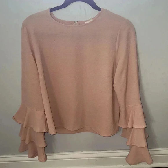 Meraki Soft Pink Ruffle Sleeve Top Size Large - Picture 2 of 10